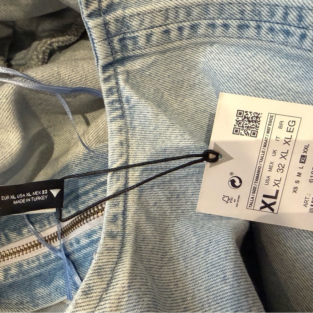 ZARA Light Blue Denim Zip Back Top - Picture 9 of 9